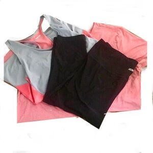 Pink Grey and Black Activewear Set x3